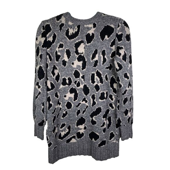 Lovers + Friends Speak Up Sweater Dress Charcoal Gray Leopard Knit Long Sleeve S - Picture 6 of 13